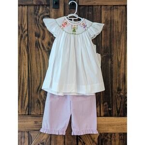 NWT Remember Nguyen Smocked Fairy 2 Pc Set White Purple Princess 4t
